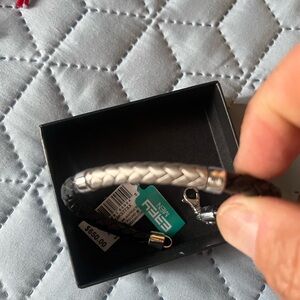 Like NEW Effy 8.25 inch .925 silver Esprit Men's Black Braided Bracelet.